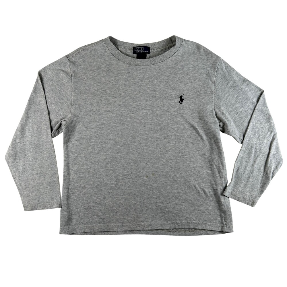 Polo Ralph Lauren Shirt Kids 8 Gray Long Sleeve Crewneck Pony Logo Tee